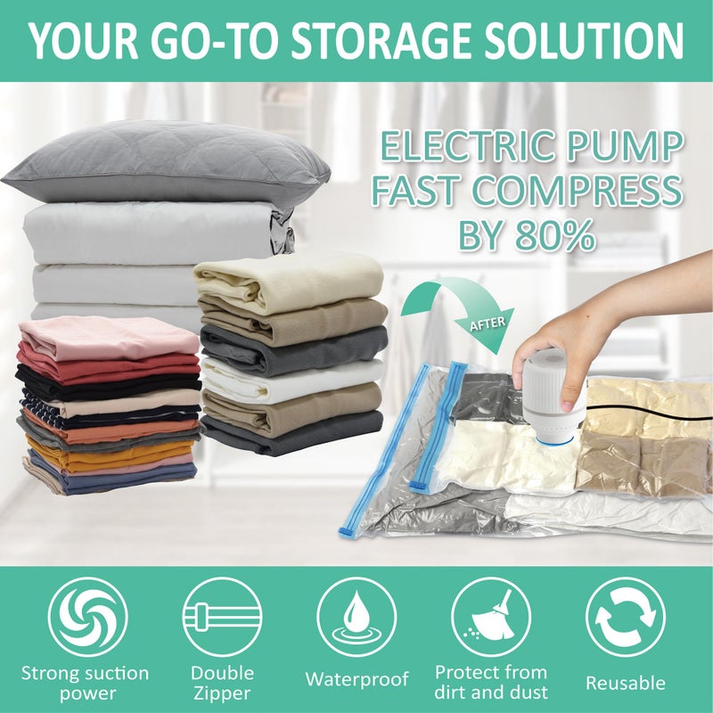 Cozy Essential 20 Pack Vacuum Storage Bags with Electric Pump  Vacuum Seal Space Saver Bags for Clothing  Pillows  Blanket  Bedding  Comforters - Image 2